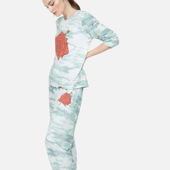 Lauren Moshi | Simone Love More Rose Camo Crew Neck Pullover Sweatshirt Size L - Picture 11 of 11